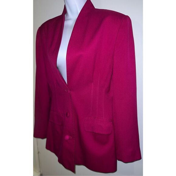 Vtg Women’s 100% Silk Hot Pink Blazer Shoulder Pads 8 - Picture 3 of 11